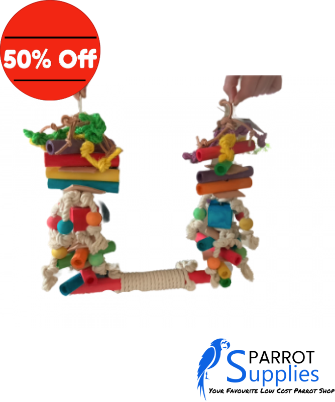 ParrotSupplies 50cm Wooden Jumble Stack Parrot Swing Large 00841